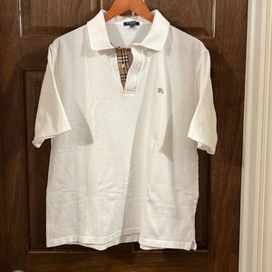 Mens Burberry White Polo - XL